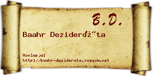 Baahr Dezideráta névjegykártya